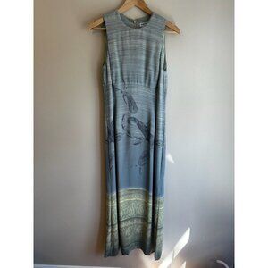 Vintage Barry Bricken Maxi Dress Sz 4 Blue Green Sleeveless‎ Summer Party Boho